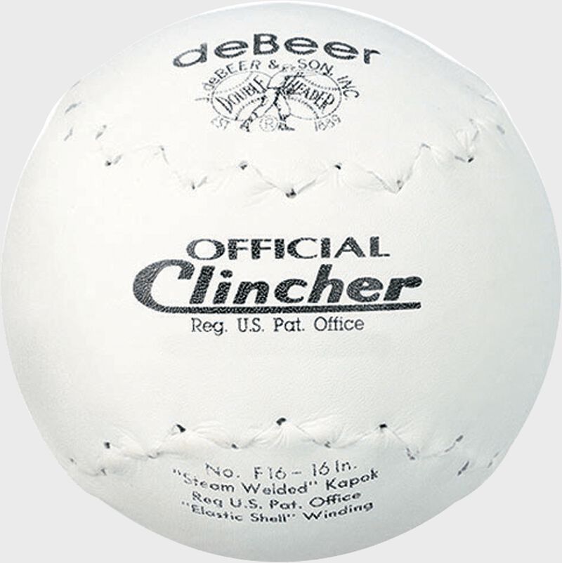 A white W601457 deBEER 16-inch clincher softball
