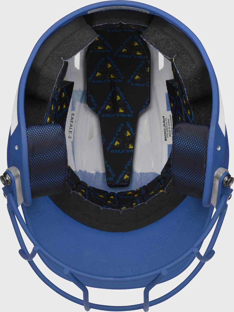 Inside view of Rawlings Mach Ice Softball Batting Helmet, Royal - SKU: MSB13 loading=