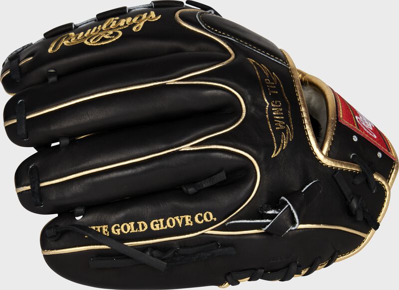 Back of a Rawlings Pro Preferred Modified Trap-Eze web glove with a Wing Tip design - SKU: PROS205W-15PRO