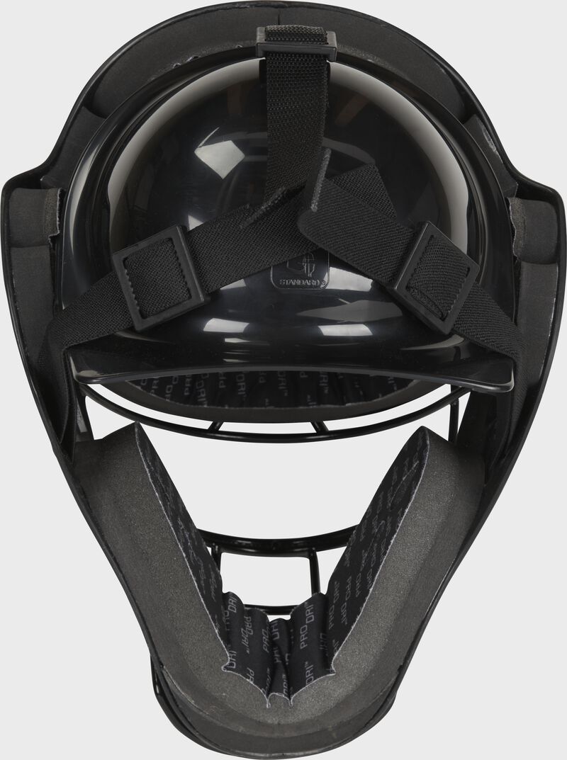 Back view of a black Players Series youth catcher's helmet