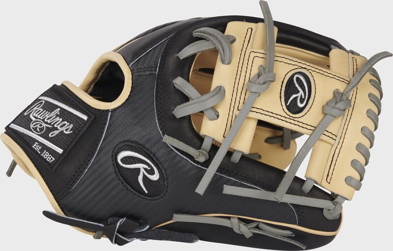 Thumb of a grey PRO204-2CBH Heart of the Hide ColorSync Hyper Shell infield glove with a columbia blue I-web image number null