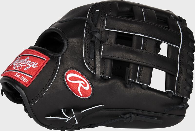 Thumb of a black exclusive Heart of the Hide 12-Inch infield glove with a black H-web - SKU: RSGPRO10006JBPRO