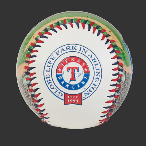 Texas Rangers team logo on a MLB stadium baseball