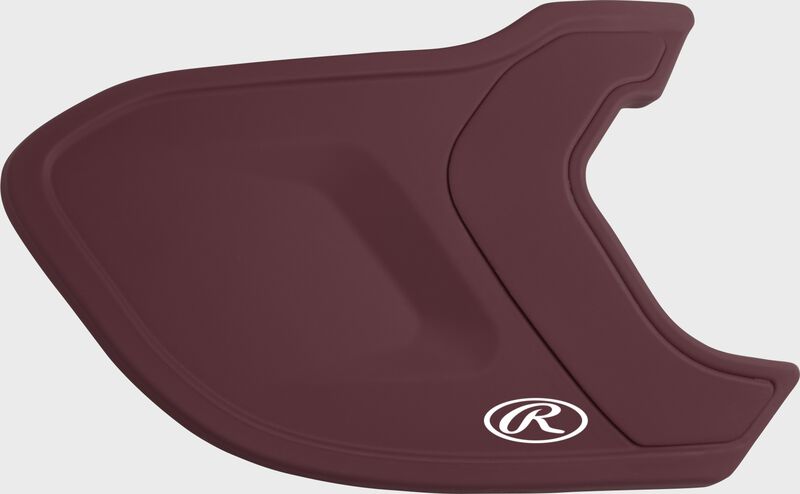 A matte maroon MEXTR Mach EXT batting helmet extension for right-handed batters