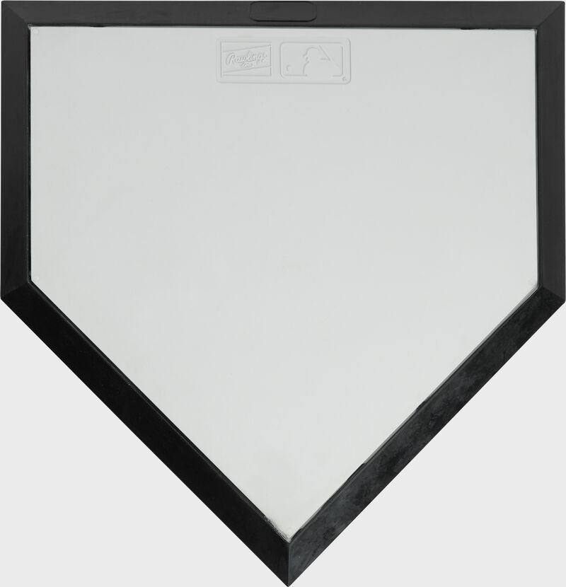 Top of a white Rawlings Hollywood home plate with a black edge - SKU: 12807300