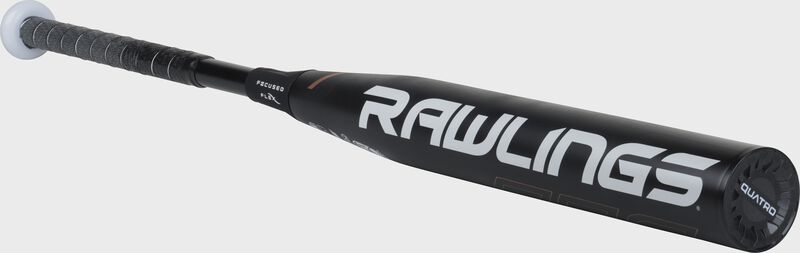 FPQP9 Rawlings fastpitch Quatro Pro bat with a black barrel and black end cap