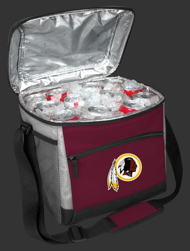 An open Washington Football Team 24 can cooler filled with ice and drinks - SKU: 10211087111
