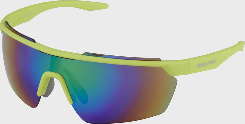 A pair of youth yellow half-rim rectangle shield sunglasses - SKU: 10261630 loading=