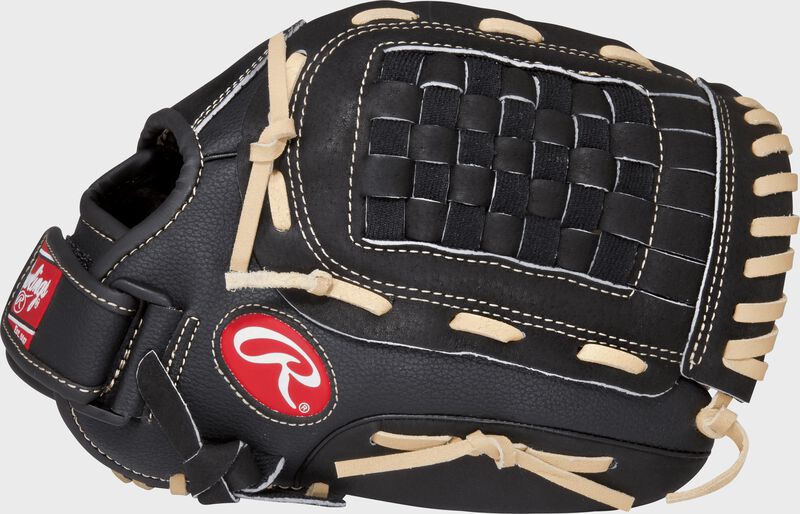 Thumb view of a black RSS120C RSB 12-inch infield, pitcher glove with a black Basket web