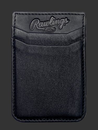A black Rawlings leather phone card holder with 2 card slots - SKU: R090007-001
