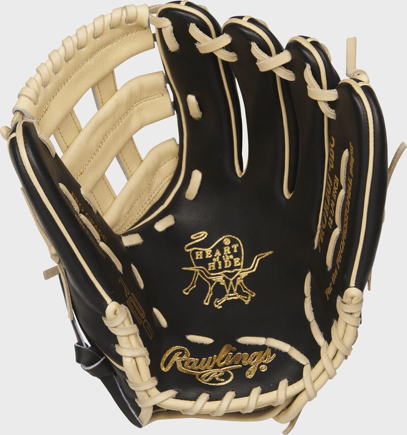 PROR207-6BC Heart of the Hide R2G 12.25-inch outfield glove with a black palm and camel laces