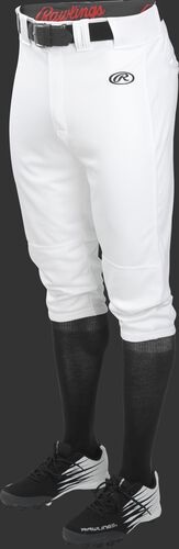Front of Rawlings White Youth Launch Knicker Baseball Pant - SKU #YLNCHKP