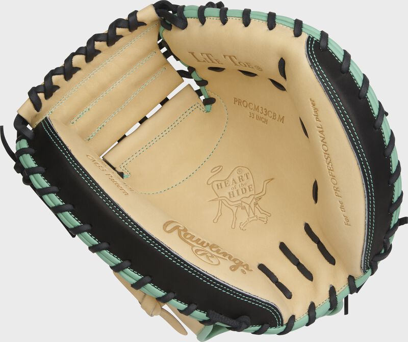 Camel palm of a Rawlings Heart of the Hide catcher's mitt - SKU: PROCM33CBM