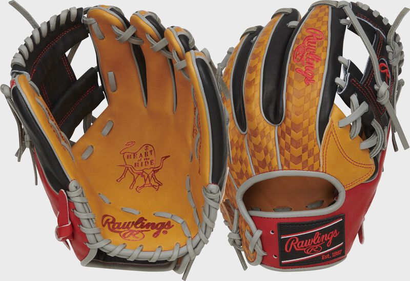 2 images showing the palm and back of a ColorSync 8.0 Heart of the Hide 11.5" infield glove - SKU: PRO934-2TS