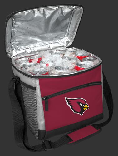 An open Arizona Cardinals 24 can cooler filled with ice and drinks - SKU: 10211081111