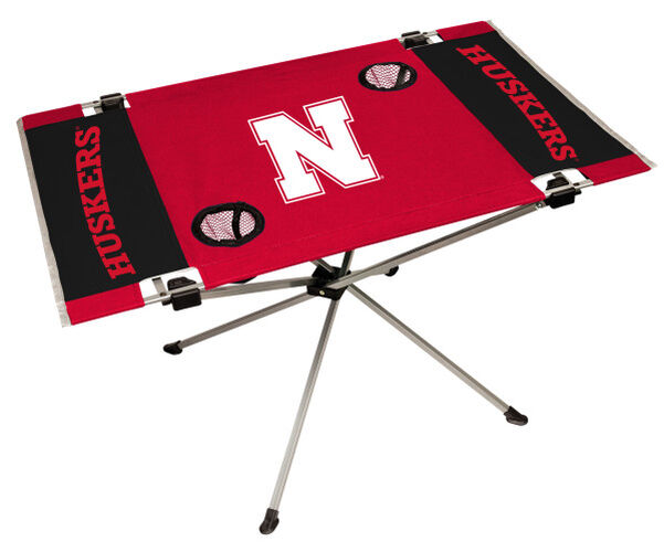 Rawlings Red and Black NCAA Nebraska Cornhuskers Endzone Table With Two Cup Holders, Team Logo, and Team Name SKU #04053089111