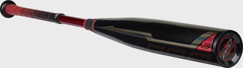 A black and red 2021 Quatro Pro BBCOR -3 Bat