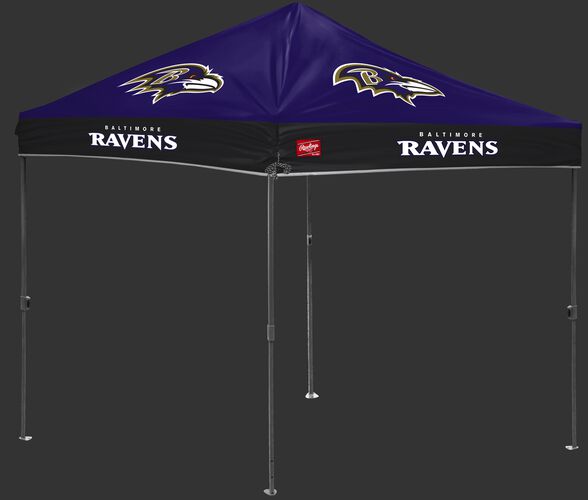 A purple/black NFL Baltimore Ravens 10x10 canopy with team logos on each side - SKU: 02231092111