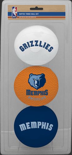 Rawlings White, Brown, and Navy NBA Memphis Grizzlies Three-Point Softee Basketball Set With Team Logo SKU #03524210115
