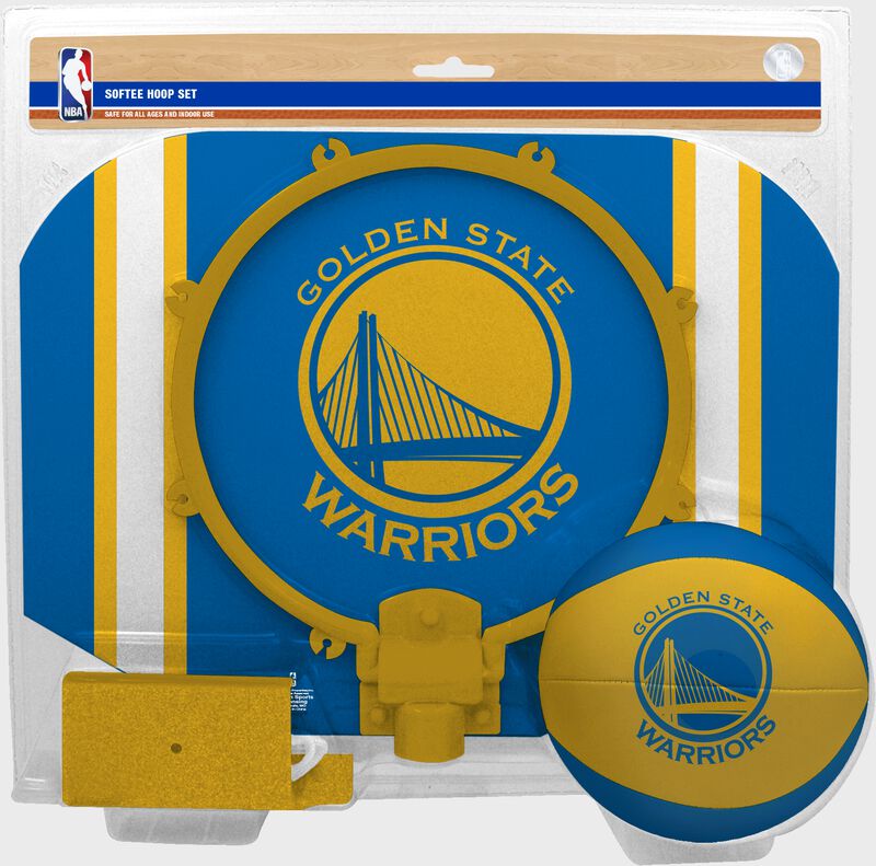 Rawlings Yellow and Blue NBA Golden State Warriors Softee Hoop Set With Team Logo SKU #03544218114 loading=
