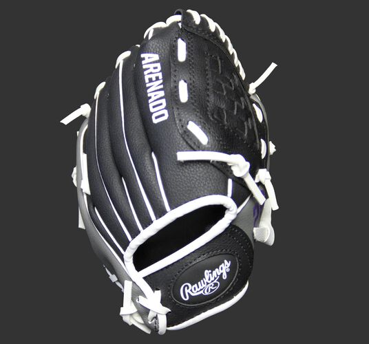 Back of a black MLBPA Nolan Arenado 9-inch player glove