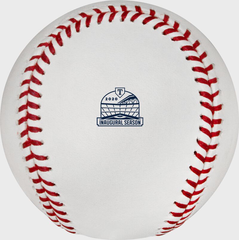 The Texas Rangers inaugural season at Glove Life Field logo stamped on a MLB baseball - SKU: ROMLBTRIN20