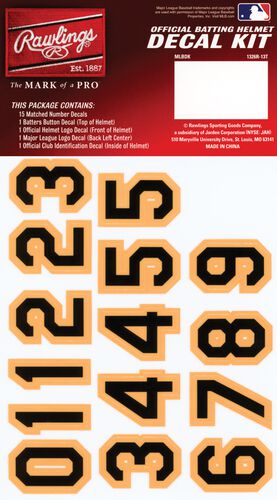 Rawlings MLB Pittsburgh Pirates Decal Kit With Black and Yellow Numbers SKU #MLBDC-PIT