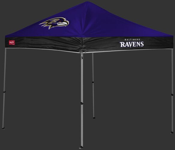 A purple/black Baltimore Ravens 9x9 shelter with a team logo on the left side - SKU: 03231092112