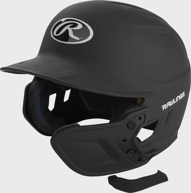 View of Mach EXT Batting Helmet Extension For Left-Handed Batter on helmet - SKU: MEXTL