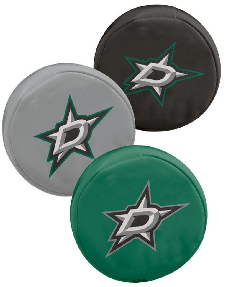 Rawlings NHL Dallas Stars Three Puck Softee Set With Black, Grey, and Green Pucks and Team Logo SKU #00614125111 loading=