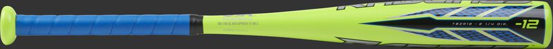 TBZR12 Rawlings -12 Raptor t-ball bat with a lime green barrel and blue grip