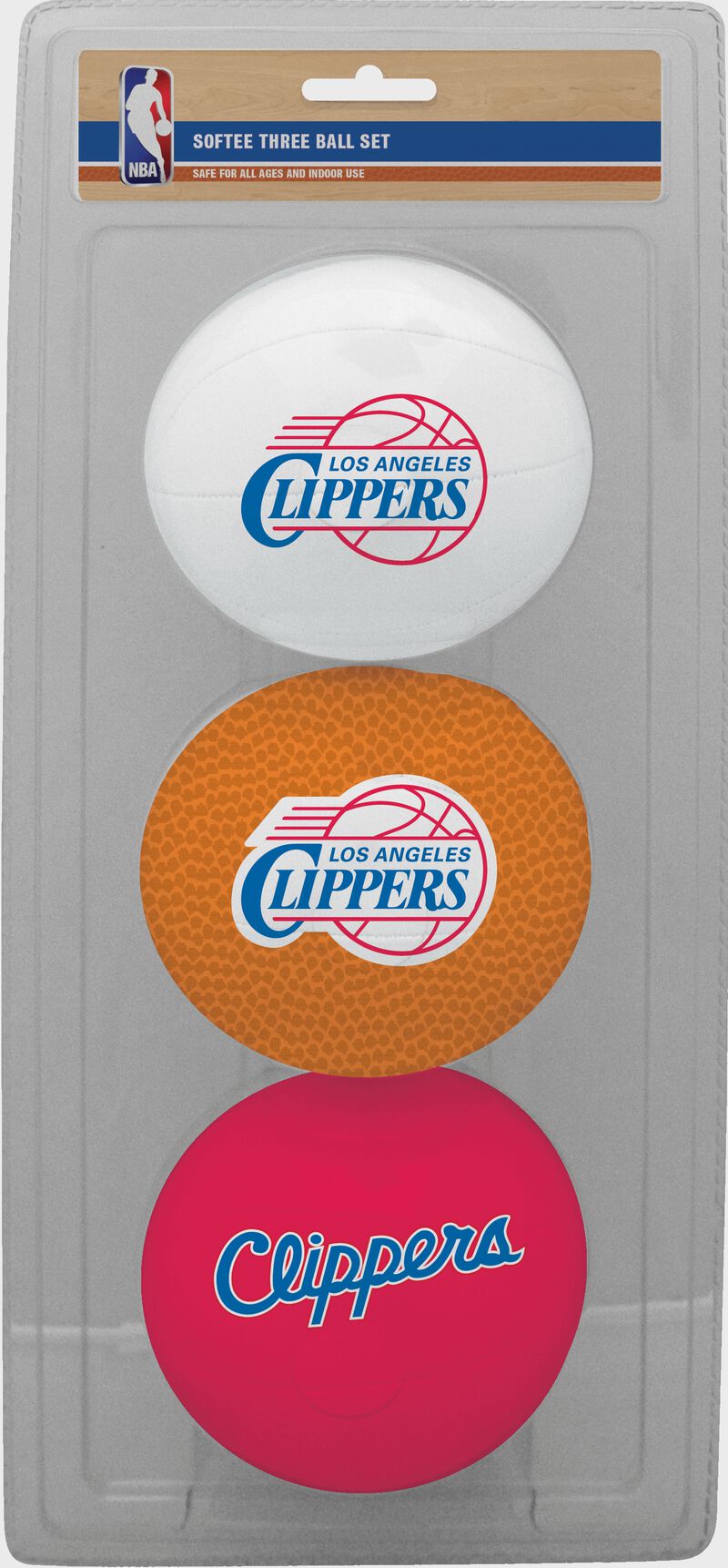 Rawlings White, Brown, and Red NBA Los Angeles Clippers Three-Point Softee Basketball Set With Team Logo SKU #03524219114