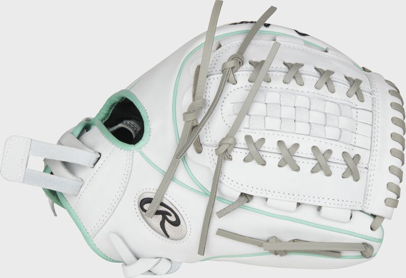 Thumb of a white 2021 Heart of the Hide 12-Inch softball glove with a white Double Laced Basket web - SKU: PRO716SB-18WM