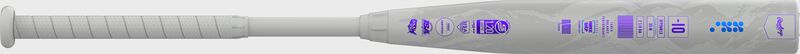 A gray Rawlings Mantra Reverse fastpitch softball bat