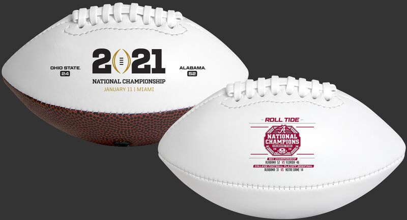 Two 2021 Alabama Crimson Tide College Football National Champions youth sized footballs