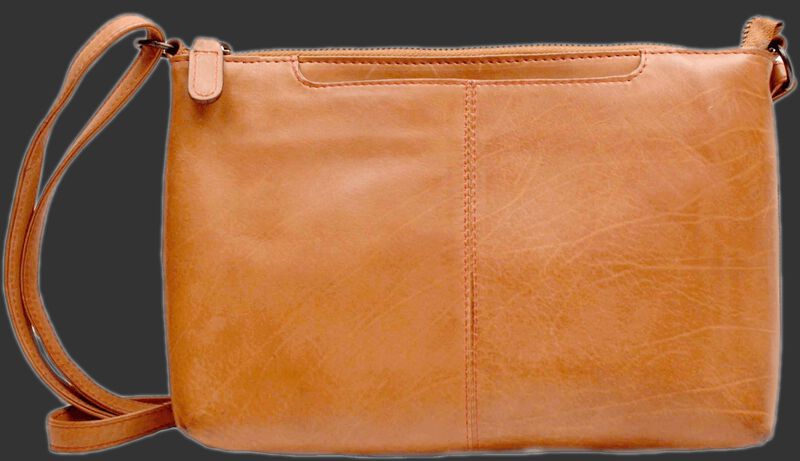 Back of a tan Rawlings Baseball Stitch cross mini bag purse - SKU: MW471-204