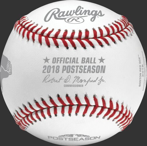 An official ALCS18CHMP 2018 American League Champions baseball with the league commissioner's signature