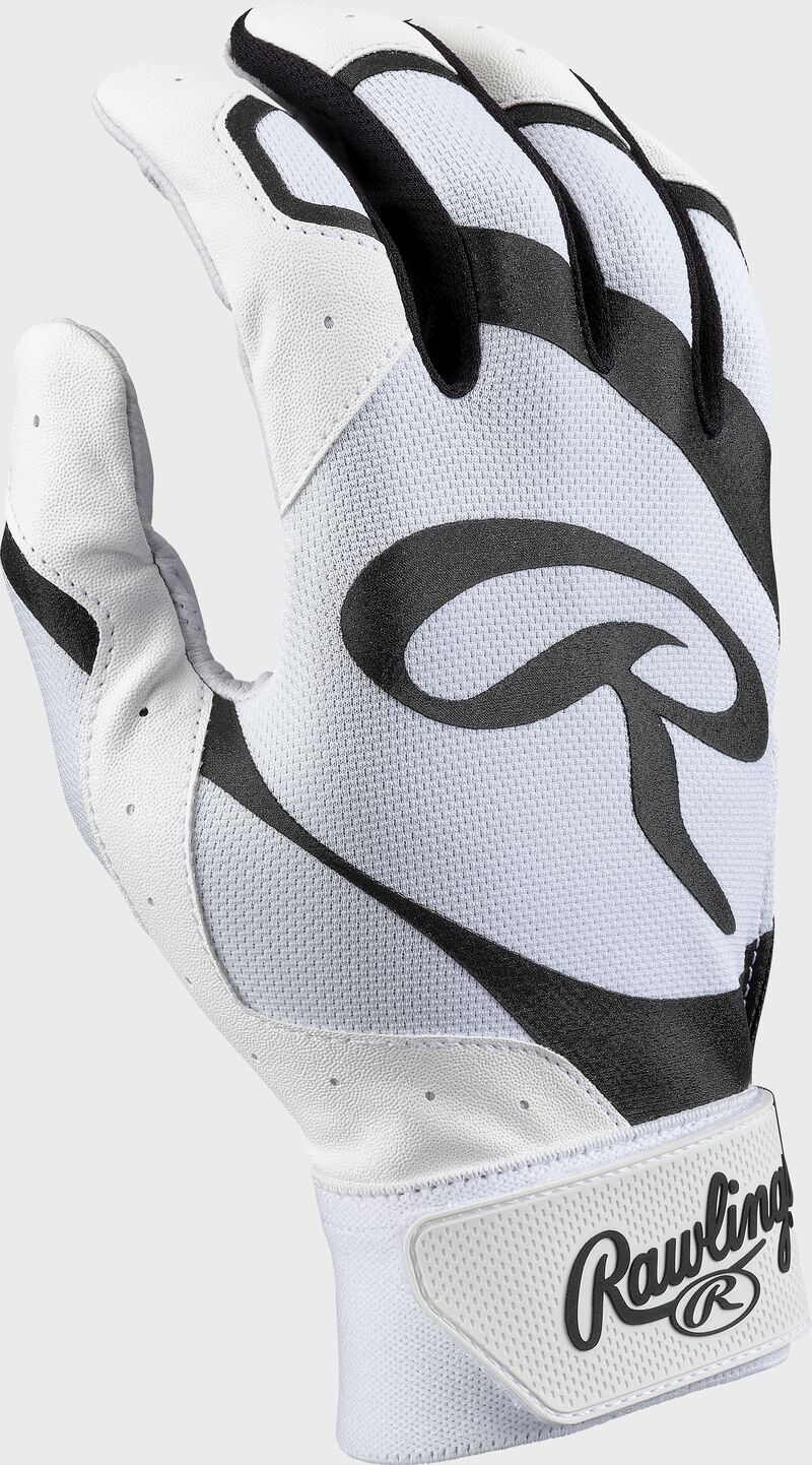 Back of a white/black 5150 II batting glove - SKU: 5150IIBG-WHBK