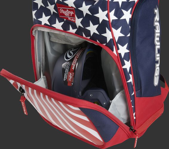 A USA Legion backpack with gear in the main compartment - SKU: LEGION-USA