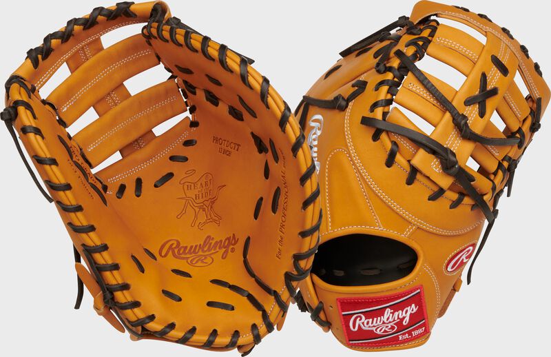 2 views showing the palm/back of a Rawlings 13" Heart of the Hide 1st base mitt - SKU: PROTDCTT
