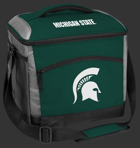 A green Michigan State Spartans 24 can soft sided cooler with screen printed team logos - SKU: 10223038111