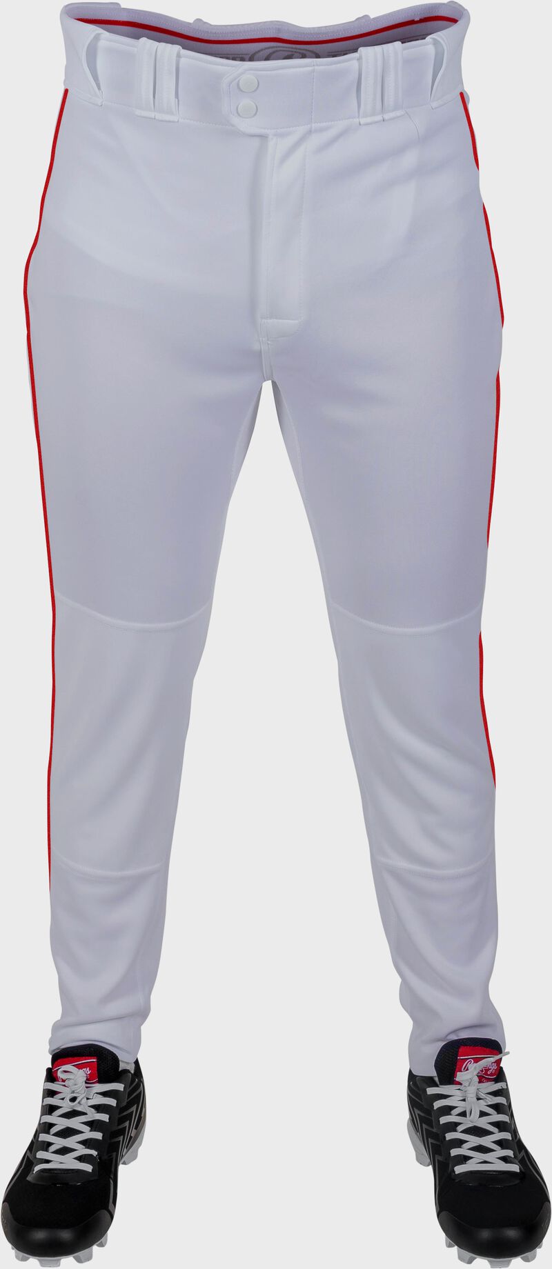 Rawlings 150 Jogger Fit Piped Baseball Pants, Youth 2XL, White/Scarlet