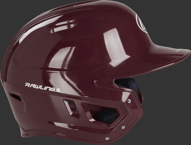 Right side ear flap of a MCH01A Rawlings Mach helmet with a maroon shell