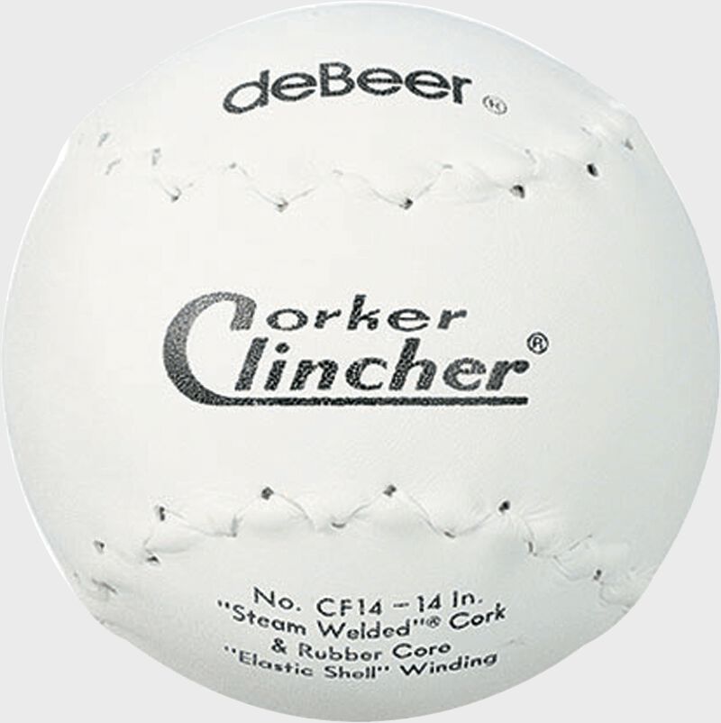 A white W10188 deBEER 14-inch clincher softball