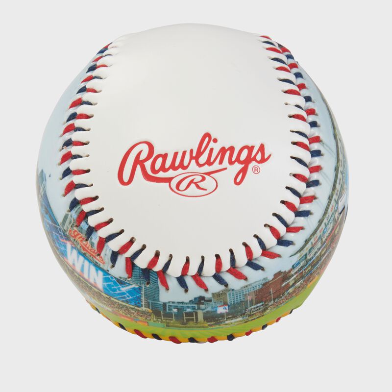 Rawlings logo on a Cleveland Indians team stadium ball