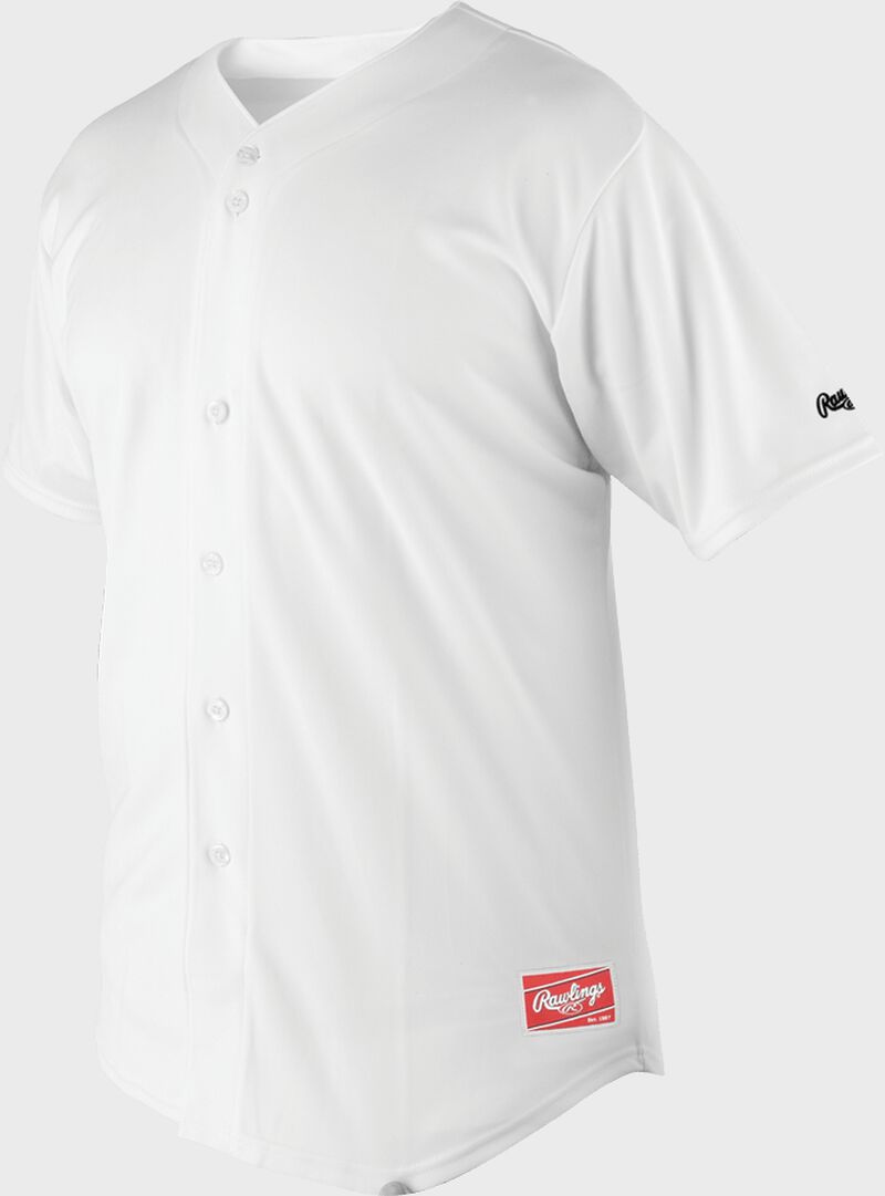 Front of Rawlings White Adult Short Sleeve Jersey - SKU #RJ140 loading=