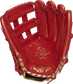 Shell palm view of scarlet red Gameday 57 Series Joey Gallo Heart of the Hide glove image number null
