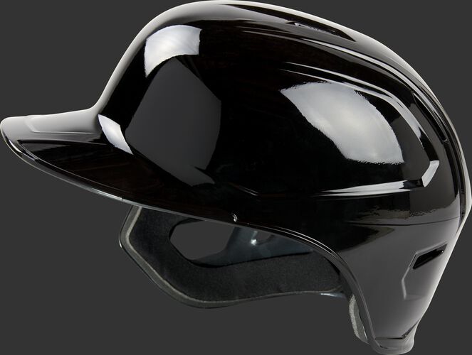 Left side of a Rawlings Mach single ear batting helmet with no ear flap on the left side - SKU: MSE01A-LHB