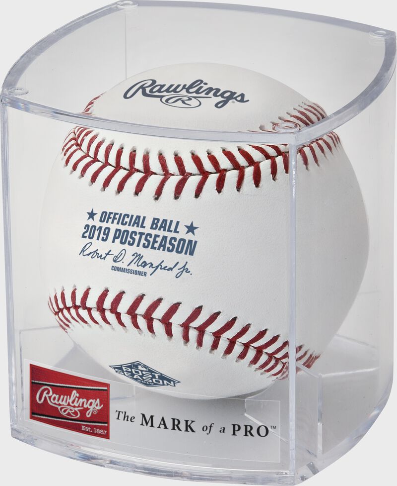 ROMLBPS19 2019 MLB Post Season ball in a display case