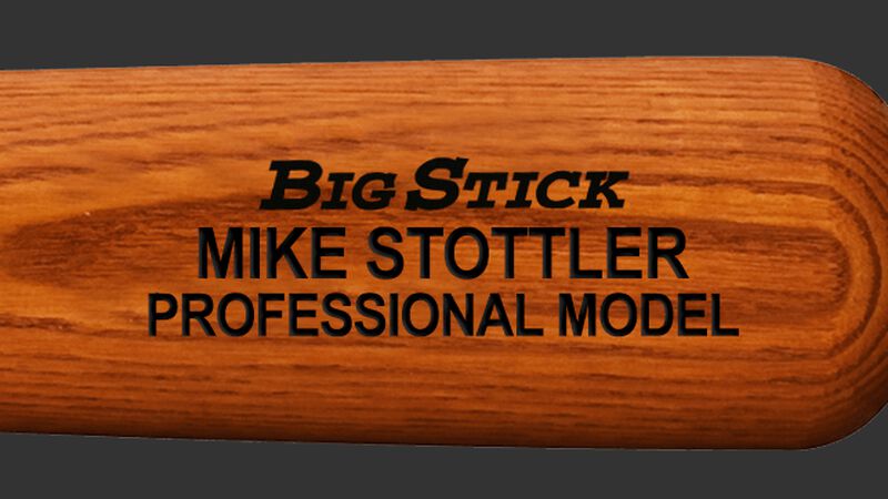 Custom text on a barrel of an ABATSO adult wood bat
